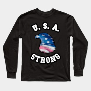 🦅 USA Strong, Eagle Head Flag, America Patriotic Long Sleeve T-Shirt